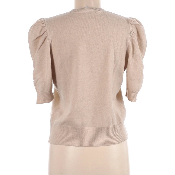 FRAME Beige Puff Sleeve Cashmere Sweater M - Picture 2 of 4